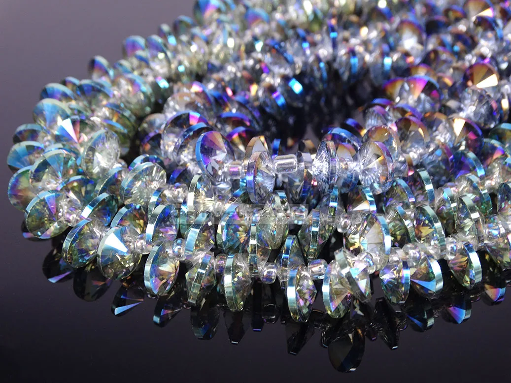 

Czech Crystal Faceted Round Disc Slice Spacer Loose Beads Strand 8mm Magic Color 5 Strands/ Pack