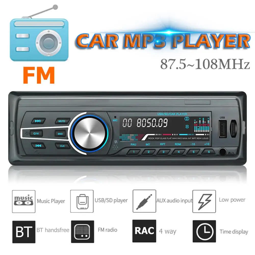 Универсальный 1 Din Автомобильный Радио в тире стерео аудио USB FM радио RM-JQ1583C Bluetooth Hands-free головное устройство MP3 музыкальный плеер