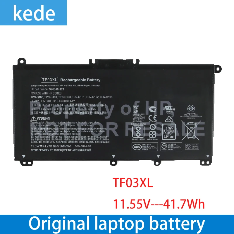 Kede ноутбук батарея TF03XL для hp павильон 15-CC 14-bf033TX 14-bf108TX 14-bf008TU HSTNN-UB7J TPN-Q188 TPN-Q189 TPN-Q190