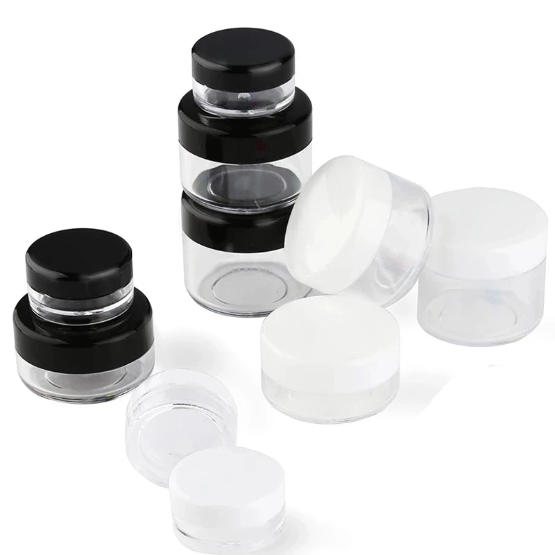Cosmetic Pot Jars Moisturizer Jar 50Pcs Plastic Cosmetics Jar Makeup Box Nail Art Storage Pot Container 2g 3g 5g 10g 15g 20g Sample Lotion Face Cream Bottle