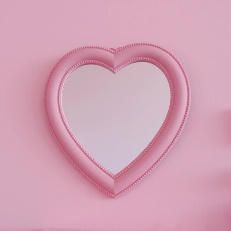 В Корейском стиле розовое зеркало настенный номер украшение в виде слова Love с принтом «сердечки» для маленькой девочки розовое Цвет персиковый макияж гардеробным зеркалом
