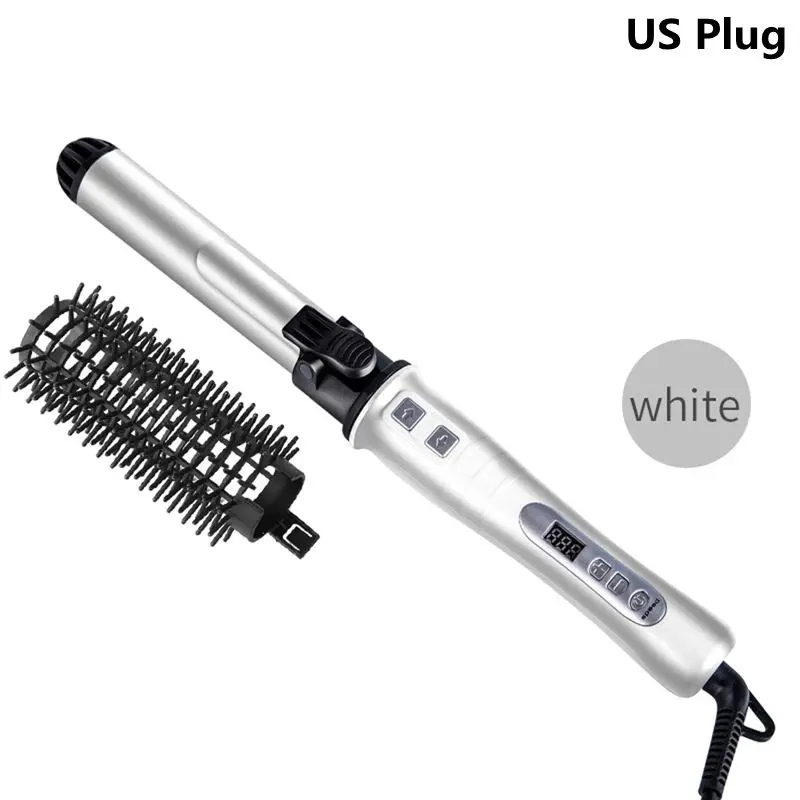 White US Plug Manooby Автоматические щипцы для завивки волос для защиты волос ЖК-дисплей Дисплей Большие Щипцы для завивки волос с стержень Керамика волосы без застежки для наружных осветительных приборов Инструменты для укладки волос - Цвет: White US Plug