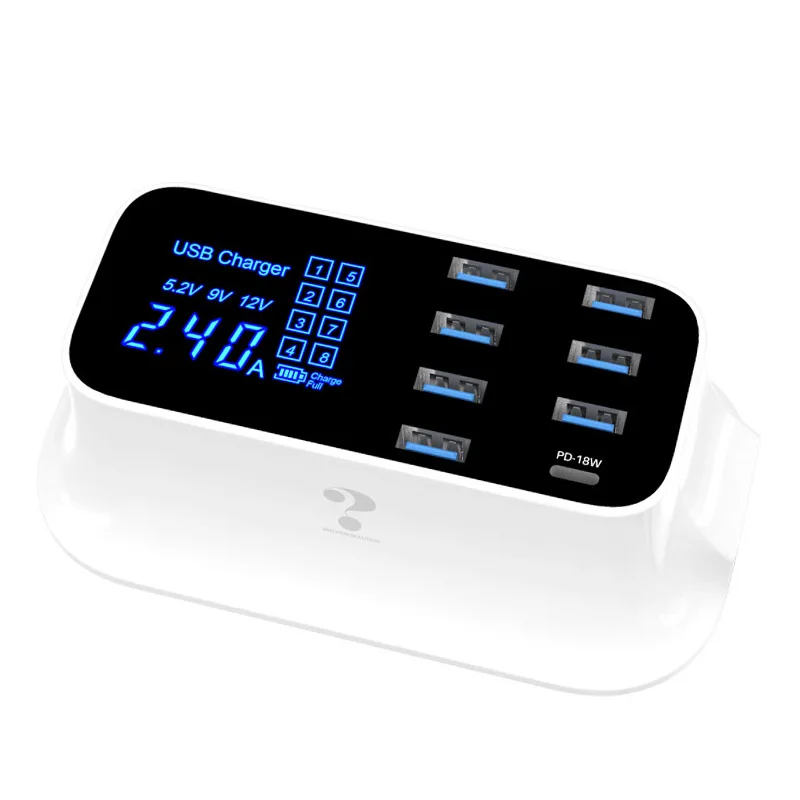 PD and 7 usb Модное быстрое зарядное устройство PD 18 вт универсальное для Xiaomi iphone X 8 7plus huawei samsung адаптер питания 8a розетка usb настенное зарядное устройство Smart - Цвет: PD and 7 usb
