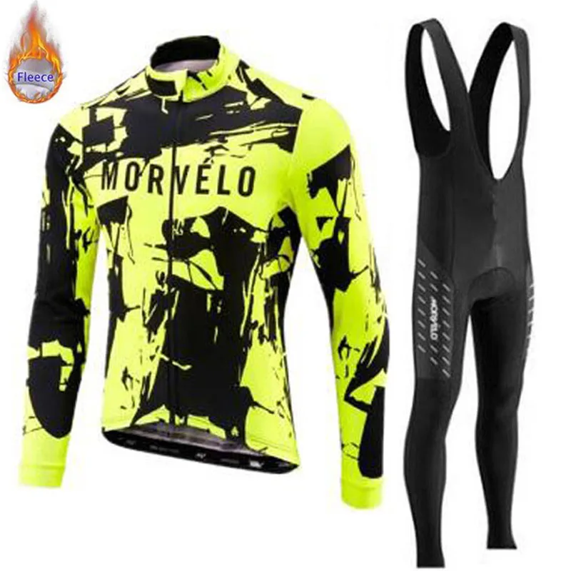 Morvelo велосипедная майка Pro Team, зимний теплый флисовый комплект с длинным рукавом, Ropa Ciclismo, велосипедный триатлон, комплект для велоспорта - Цвет: 1