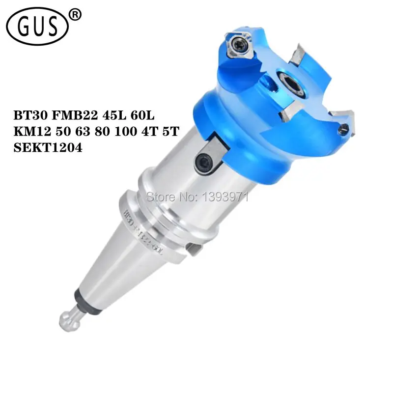 

Face Milling Cutter KM12 50 63 80 100 4T 5T+BT30 FMB22 Tool Holder CNC Milling, Suitable For SEKT1204 Aluminum Alloy Inserts