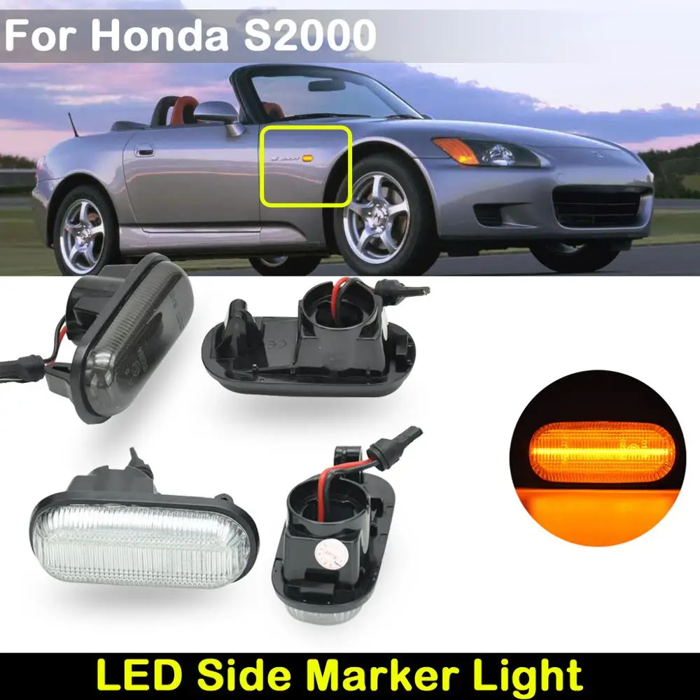 

Для Honda S2000 2000-2009 прозрачные линзы или дымчатый автомобильный передний Янтарный Светодиодный Боковой габаритный фонарь светильник поворота