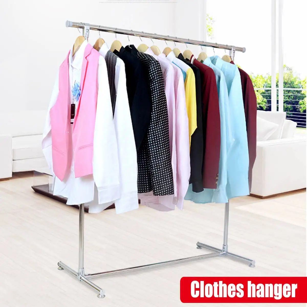 

Stainless Steel Floor Retractable Rod Drying Rack Cloth Drying Stand Clothes Laundry Hanger with Wheels for Indoor Outdoor