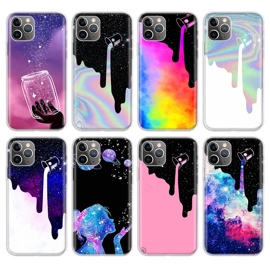 

starry sky black painted Phone Case For Apple iPhone 11 Pro 6 6S 7 8 Plus 10 X XS MAX XR 5 5S SE Phone Case Cover