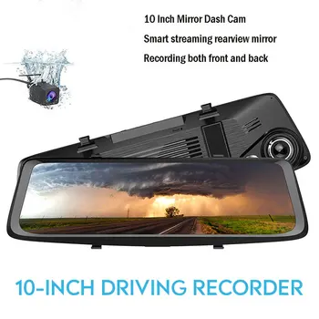 

Auto Video Recorder Touch Screen Full HD 10 Inch Dual Lens Driving Dash Camera 1080P G-sensor DVR Stream Media Rearview Mirror