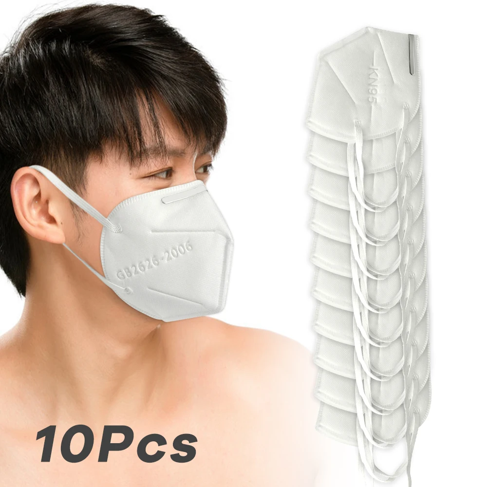 

10pcs KN95 Face Mask Anti Dust Bacterial N95 Mask PM2.5 Dustproof Protective 95% Filtration Features