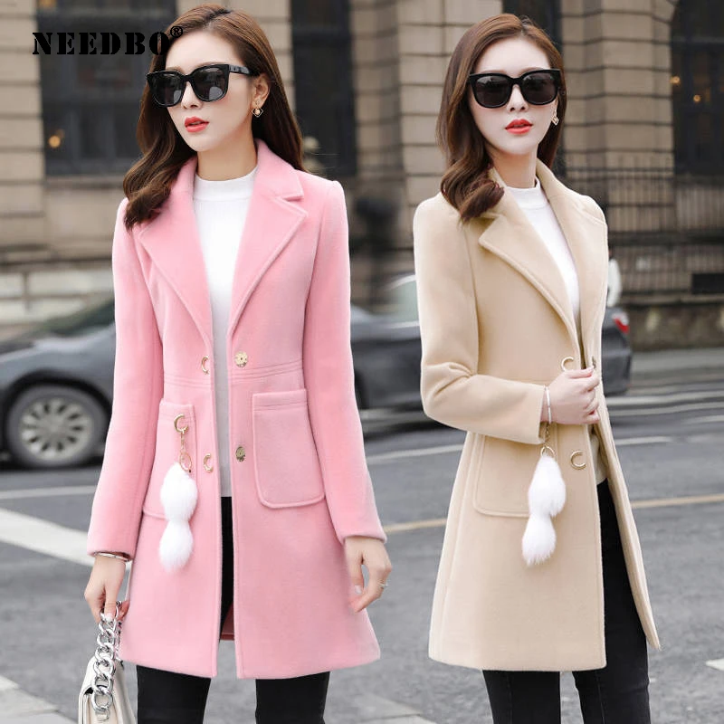 

Autumn Winter Coat Female Overcoat Blends Woolens Overcoat Female Coat Fashion Long Woolen Long Coat Slim Winter Jackets Outwear