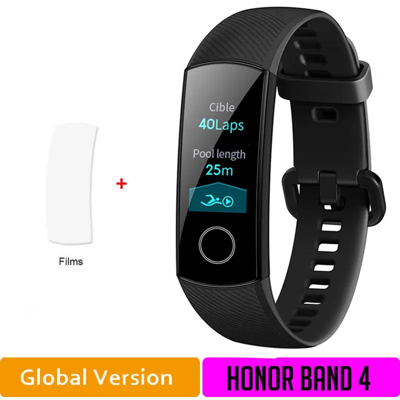 BlackGlobal4 add F Браслет HONOR Band 4, фитнес-браслет, трекер, спортивный браслет, трекер активности в реальном времени, смарт-носимые устройства(стандарт - Цвет: BlackGlobal4 add F