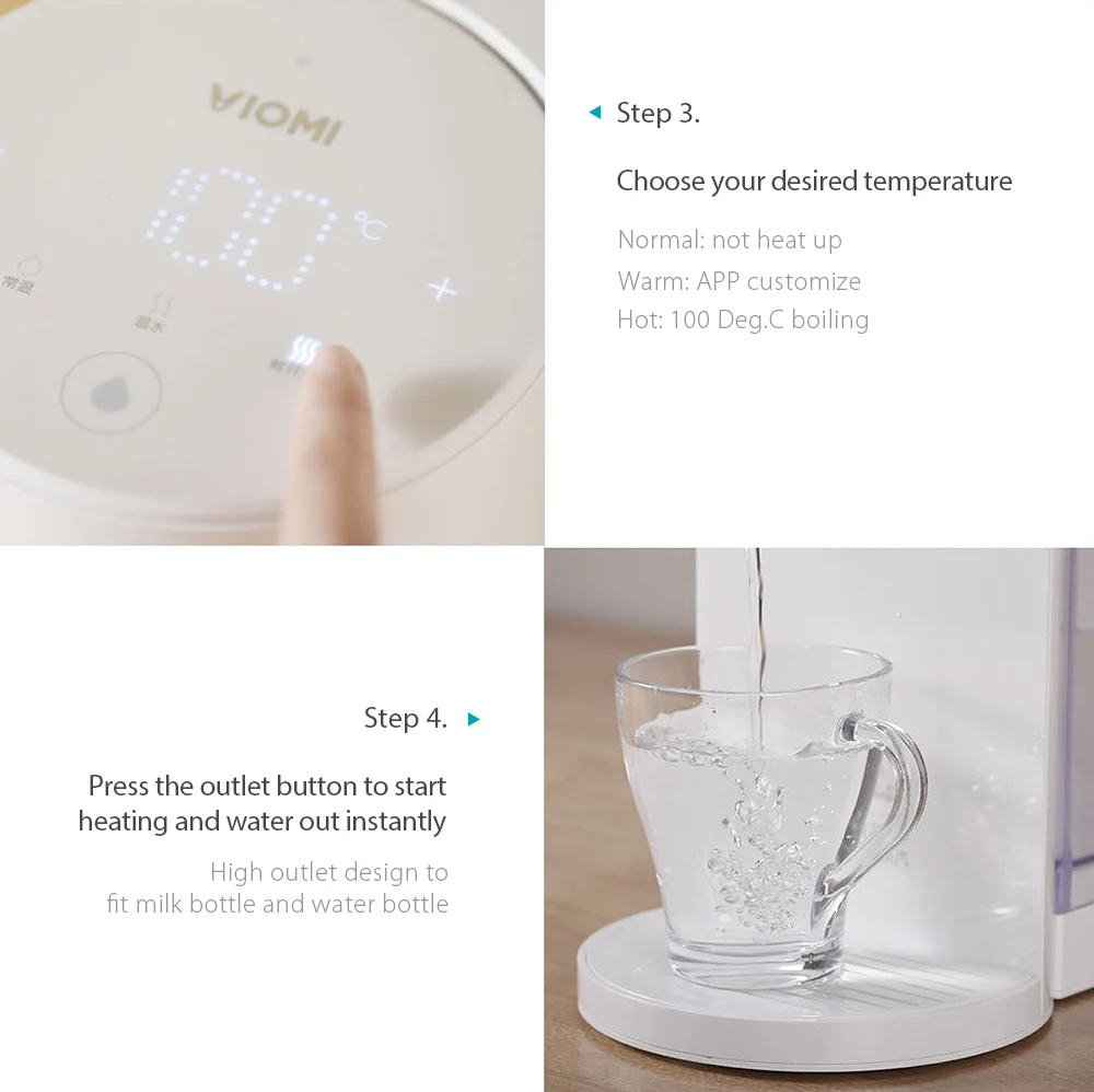 Xiaomi VIOMI APP control 4L умный мгновенный диспенсер для горячей воды качество воды Indes детское молоко нагреватель бутылка для воды