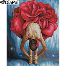 DIAPAI Алмазная картина "Женский танцующий цветок" вышивка крестом на заказ фото алмаз, вышивка квадратными круглыми настенный Декор для дома A27667