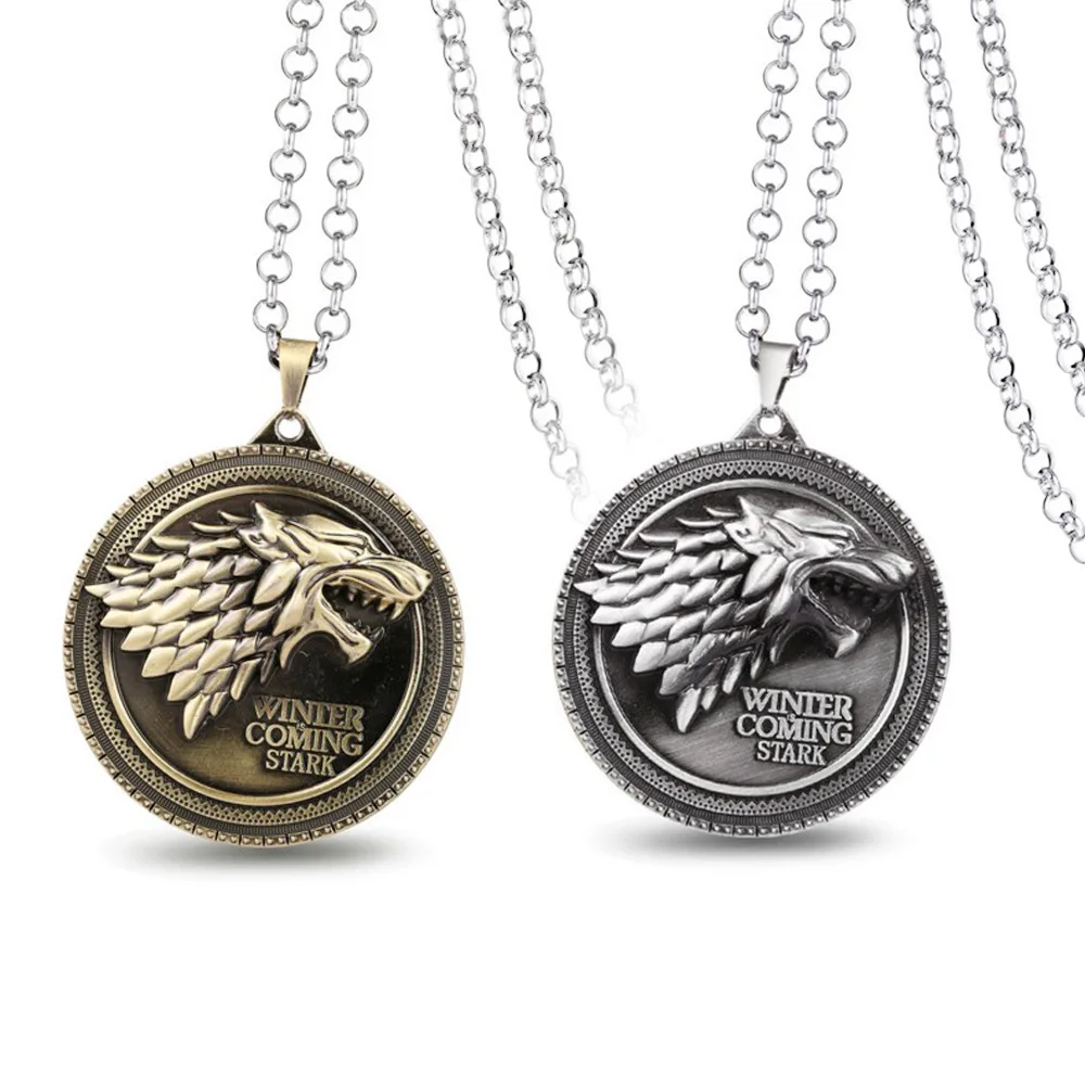 AliExpress король игра Песнь Льда и Огня дом ужасный волк логотип ожерелье с кулоном-значком