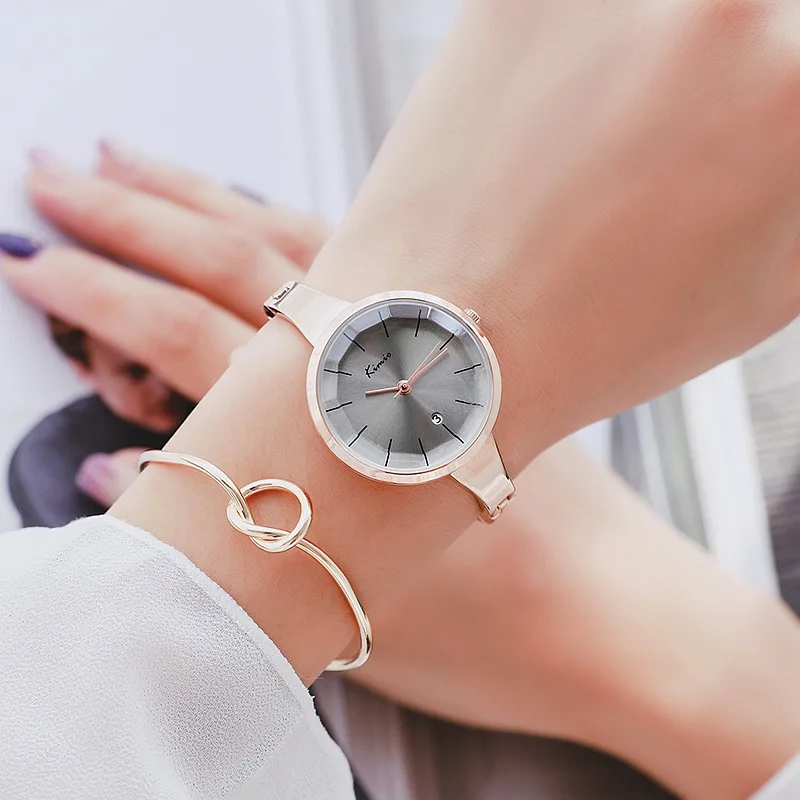 

KIMIO Brand Women Rose Gold Waterproof Quartz Watches Simple Ladies Stainless Steel Bracelet Watch With Calendar Christmas gift