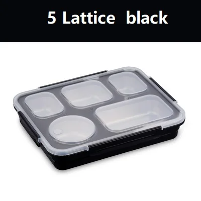 5 Lattice black 304 термос из нержавеющей стали Ланч-бокс белый мешок набор детей взрослых Bento боксы герметичные японский стиль контейнер еды портативный - Цвет: 5 Lattice black