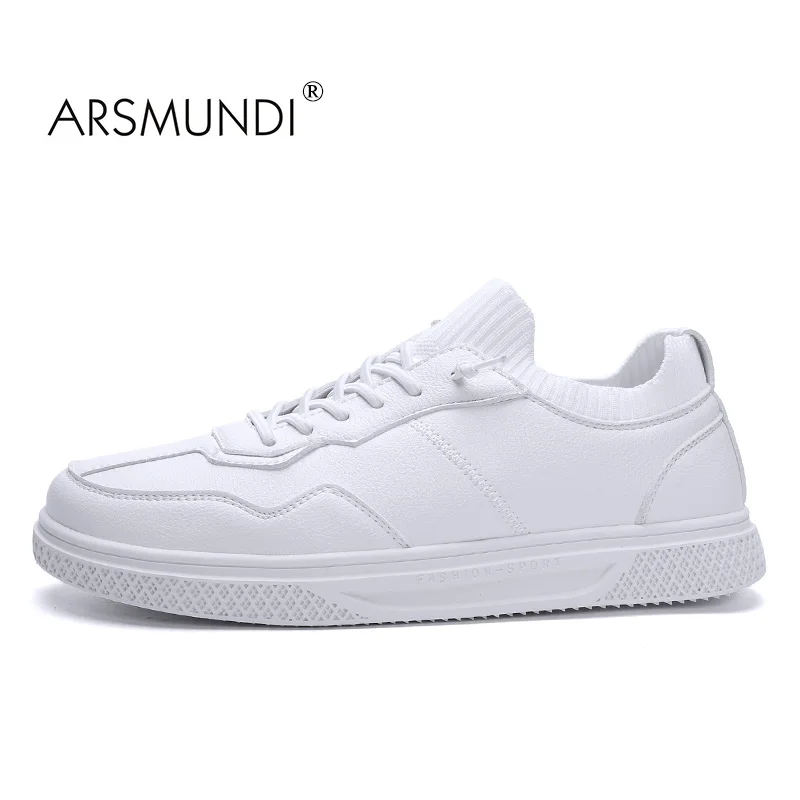 ARSMUNDI/обувь для скейтбординга для мужчин; оригинальные мужские и женские кроссовки; Низкие Высокие спортивные кроссовки; обувь для скейтбординга - Цвет: White