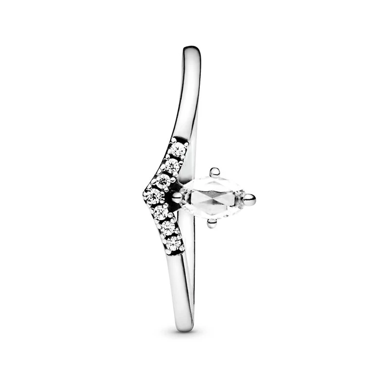 CUTEECO Eternal Elegance Drop Crystal Rings for Women Fashion Simple V Type Stacked Ring Wedding Jewelry Dropshipping