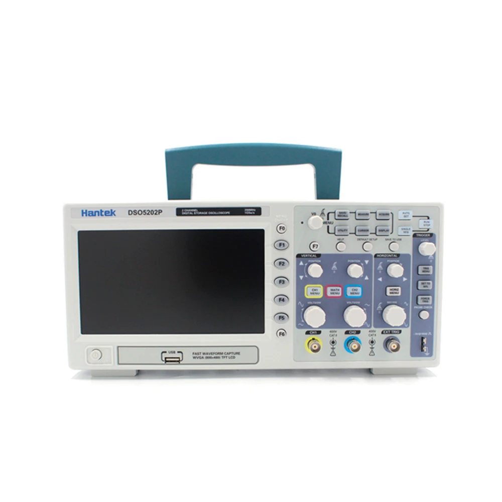 

Hantek DSO5202P Digital Storage Portable Oscilloscopes 200MHz 2 Channels 1GSa/s USB host and device connectivity 7 Inch