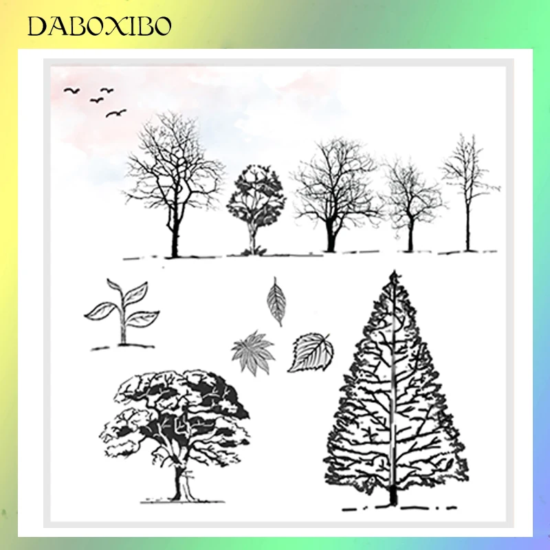 DABOXIBO Leaves Falling Clear Stamps Cutting Dies For DIY Scrapbooking/Card Making/Photo Album Silicone Decorative Crafts13X13 |