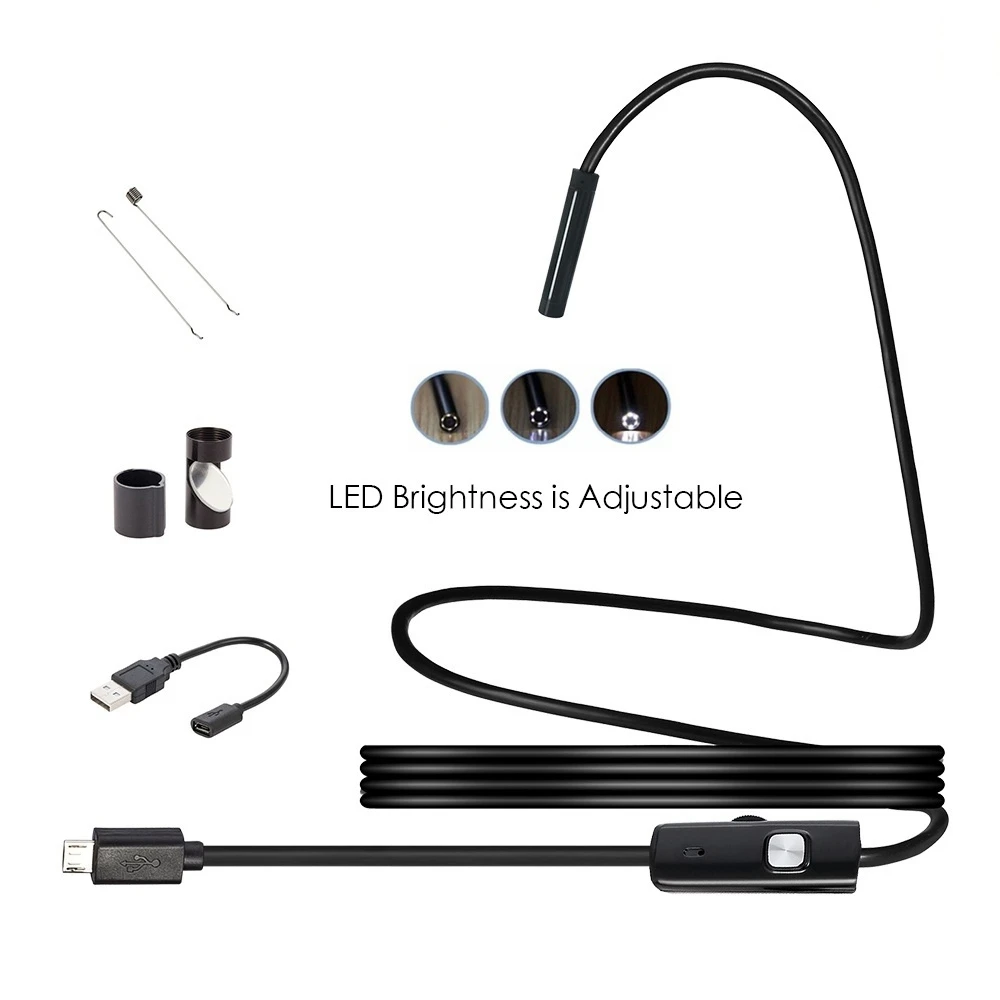 2M 6 LED USB Waterproof Endoscope Borescope Snake Inspection Video Camera  5mm PC USB TYPE C or A for PC Computer