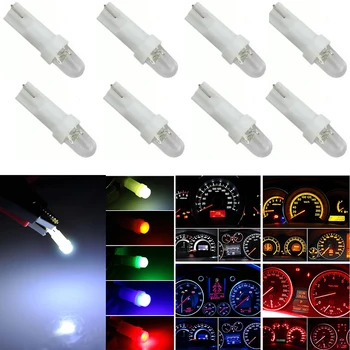 

500PCs Car-styling Auto LED Lamp 12V Dashboard Wedge Light Instrument Light Indicator Bulb T5 COB 1SMD Warning Indicator Lights