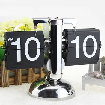 

Office Accurate Page Turning Living Room Internal Gear Operated Home Clock Flip Down Double Stand Decoration Desktop Indoor