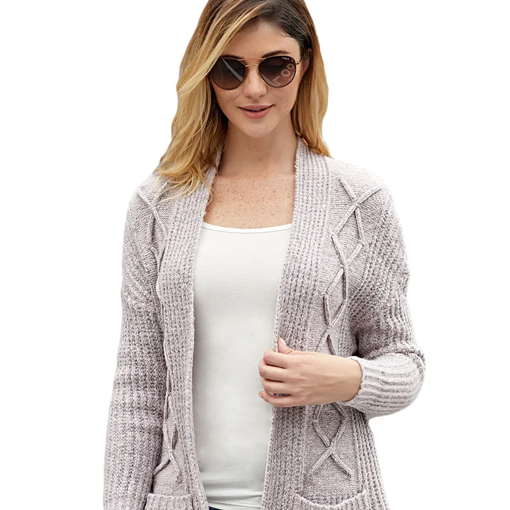 Autumn And Winter New Medium And Long Cardigan Twisted Knitting Women's Sweater, Solid Color Loose Coat