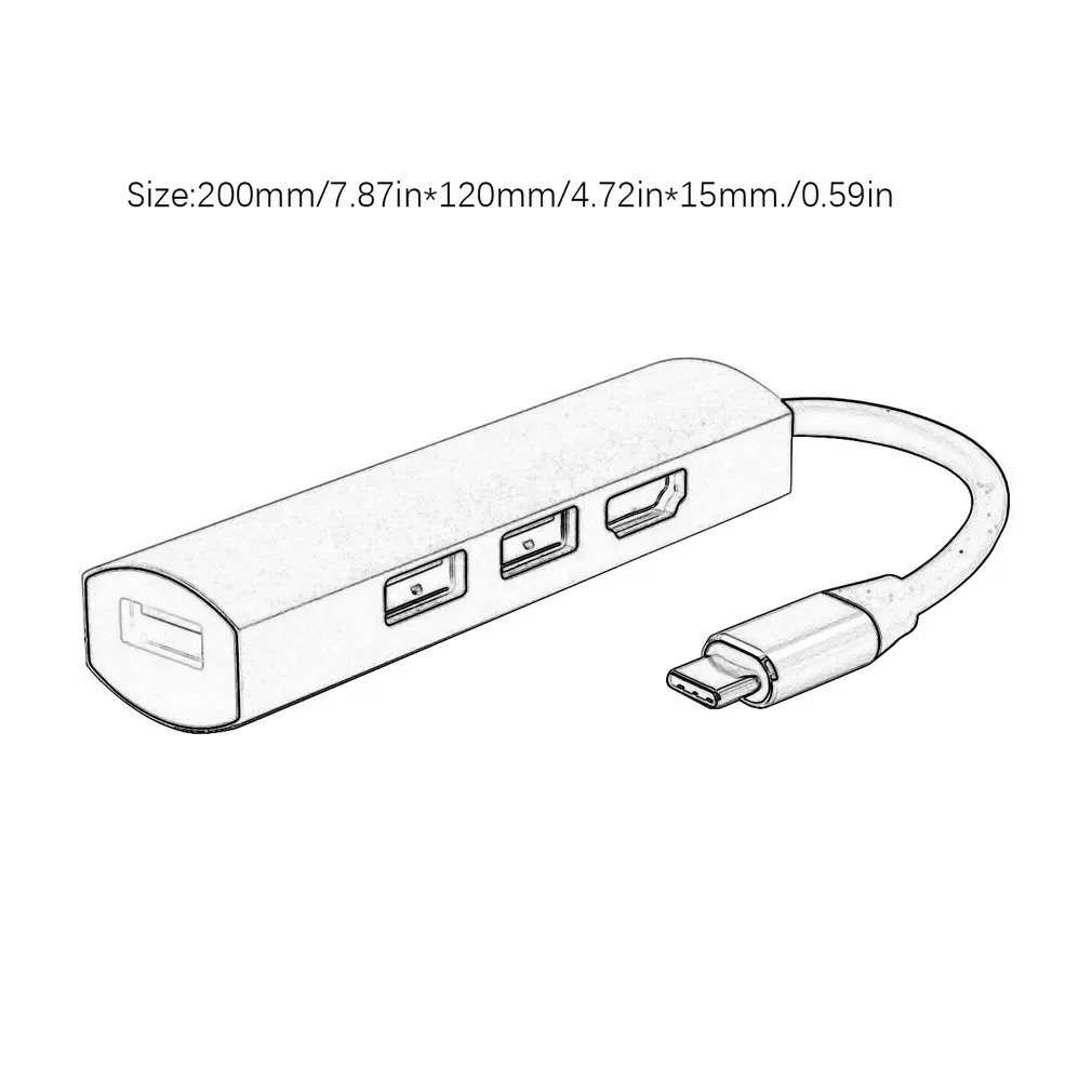 3 порта концентратор USB 3,1 тип-c к USB 3,0 разветвитель Кабель Шнур ноутбук планшетный компьютер аксессуары с 4K конвертер для HDMI