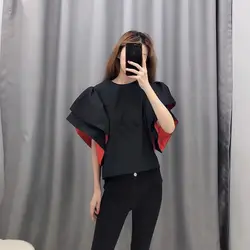 Винтажные Женские топы и блузки, черная офисная Элегантная блузка, женские рубашки, уличная одежда в Корейском стиле, женская одежда, топ