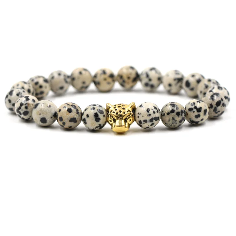 Модный Леопардовый браслет из бисера, талисман на удачу, классический браслет из натурального камня, пара браслетов для мужчин и женщин, модный подарок на день Святого Валентина - Окраска металла: ZT416-9
