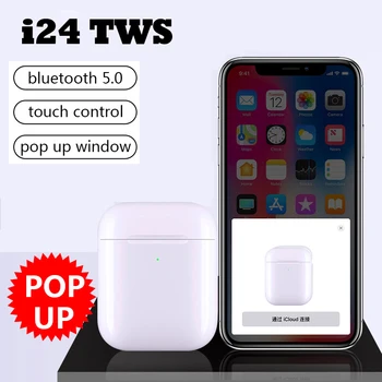 

I24 TWS Wireless Pop Up Touch Control Earphones Bluetooth 5.0 Earbuds With Charger Box for huawei xiaomi sony samsung Phones
