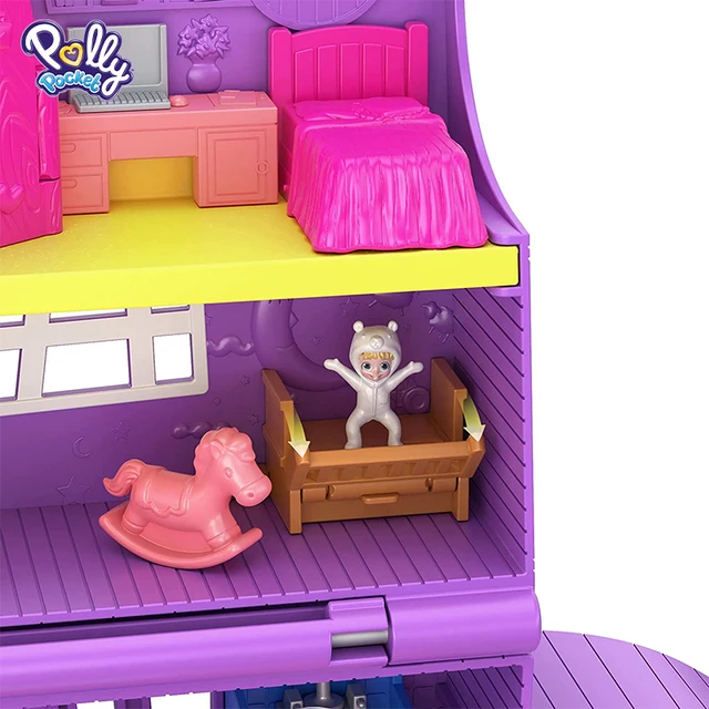 Original Polly Pocket Mini Doll Pollyville Small House Mini Toys Treasure Box World with Accessories Doll Houses GFP42 4