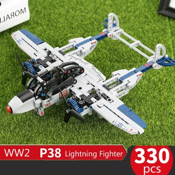 

New 330pcs WW2 Military Series US P38 Lightning Fighter Building Blocks Model WW2 Military Weapons Figures Kids Toys Gifts