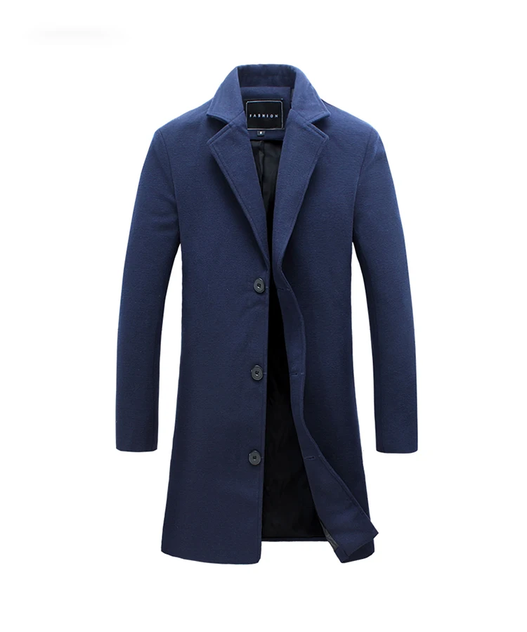 2019 модное мужское шерстяное пальто зимнее теплое однотонное длинное пальто куртка однобортное деловое повседневное пальто парка пальто