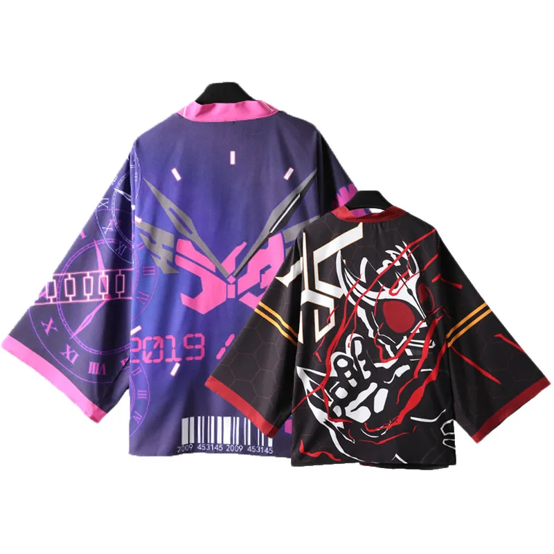Аниме маскарадный Райдер, костюмы для косплея, кимоно Yukata Kamen Rider, верхняя одежда унисекс, пальто на каждый день Haori, фиолетовый и черный