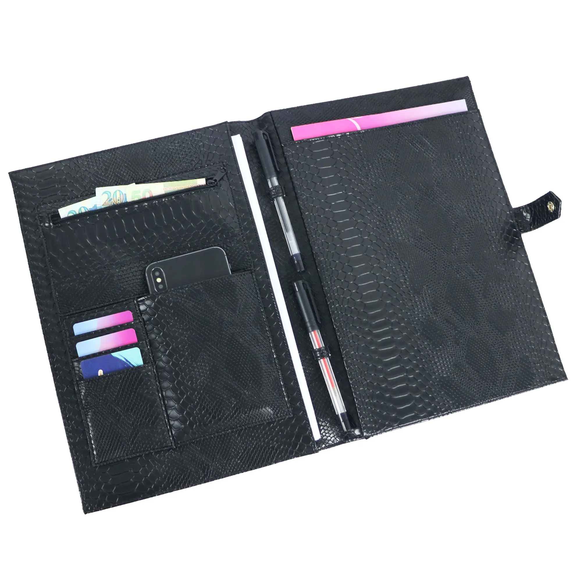 Monogrammed Letters Note Pad Document Bag Embrossed Pattern A4 File Holder High Quality Business Padfolio For Ipad Holder