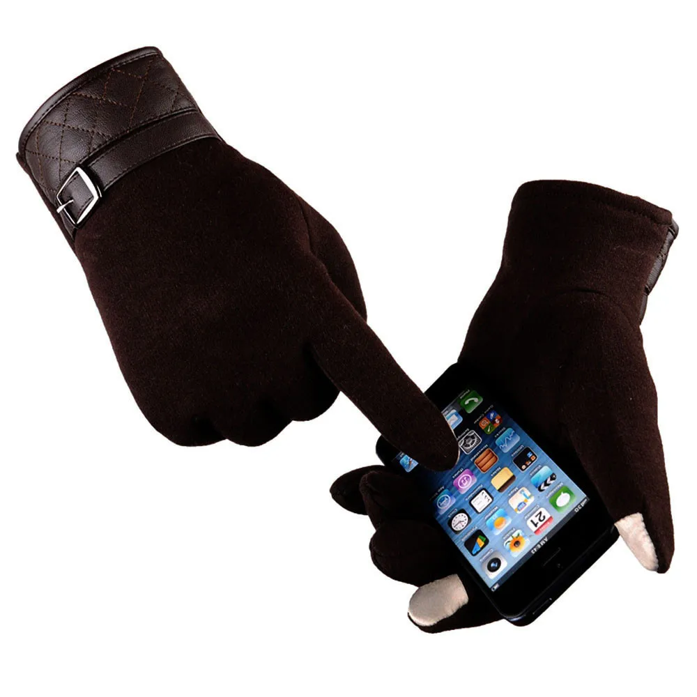 

Men's Diamond Check Leather Touch screen gloves Thermal Winter Motorcycle Ski Snowboard Gloves Outdoor sports non-slip gloves