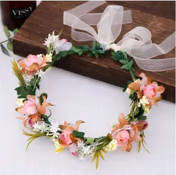 

New Bridal Bridesmaid Floral Crown Garland Headband Wedding Headdress Womens Wreath Photo Shooting Hairband Hair Accessories