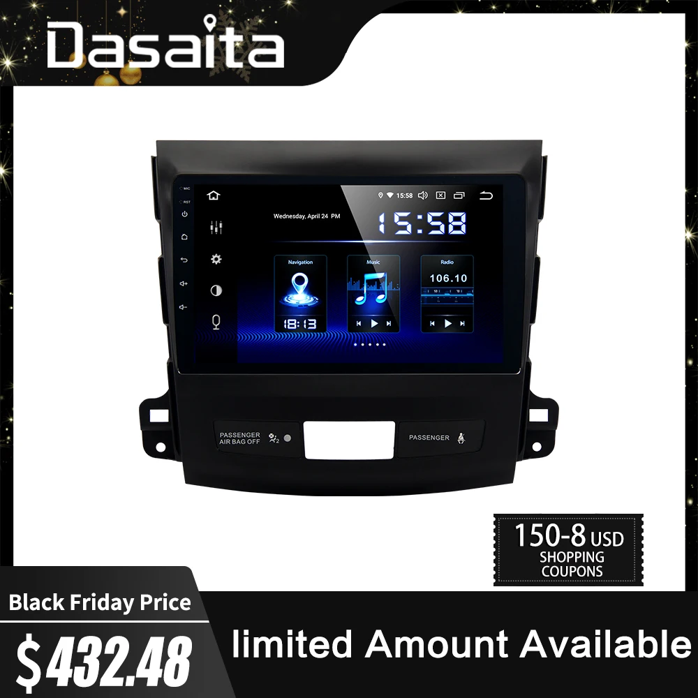 Dasaita автомобиля 1 Din TDA7850 Android 9,0 для Mitsubishi Outlander 2008 2009 2010 2011 DSP 4G Оперативная память HDMI Автомобильный стерео мульти Сенсорный экран