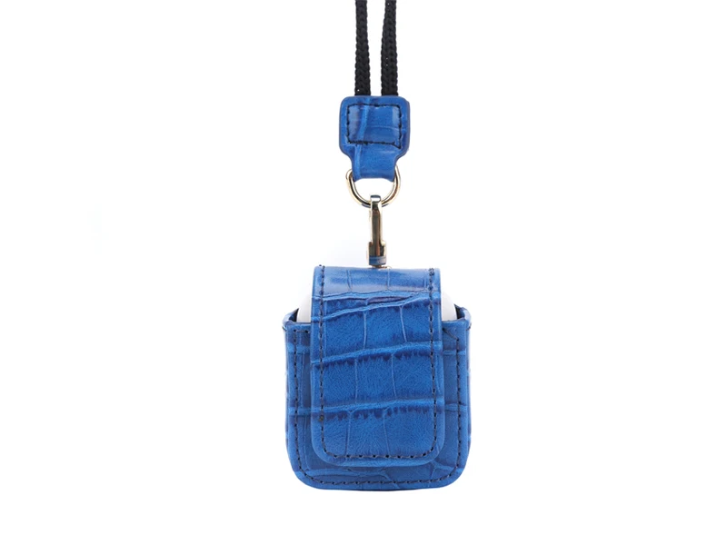 blue Zenos Leather Case For Airpods Women Man Premium Pu Leather Crocodile/Ostrich Pattern Earphone Protective Cover Bag Accessory - Цвет: blue