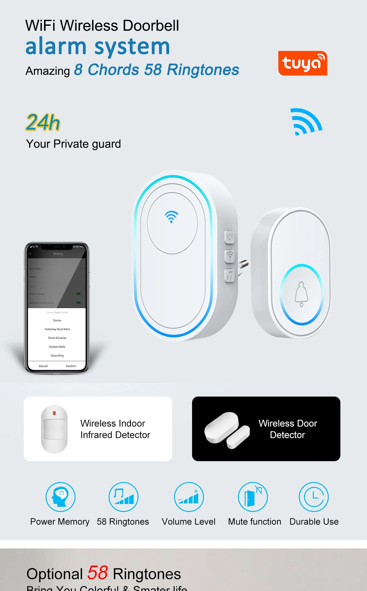 Intelligent Wireless Doorbell Home Welcome Doorbell Waterproof 300m Remote Smart Door Bell Chime EU UK US Plug Optional bticino intercom