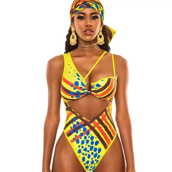 Bisi African One Piece  High Cut Bodysuit
