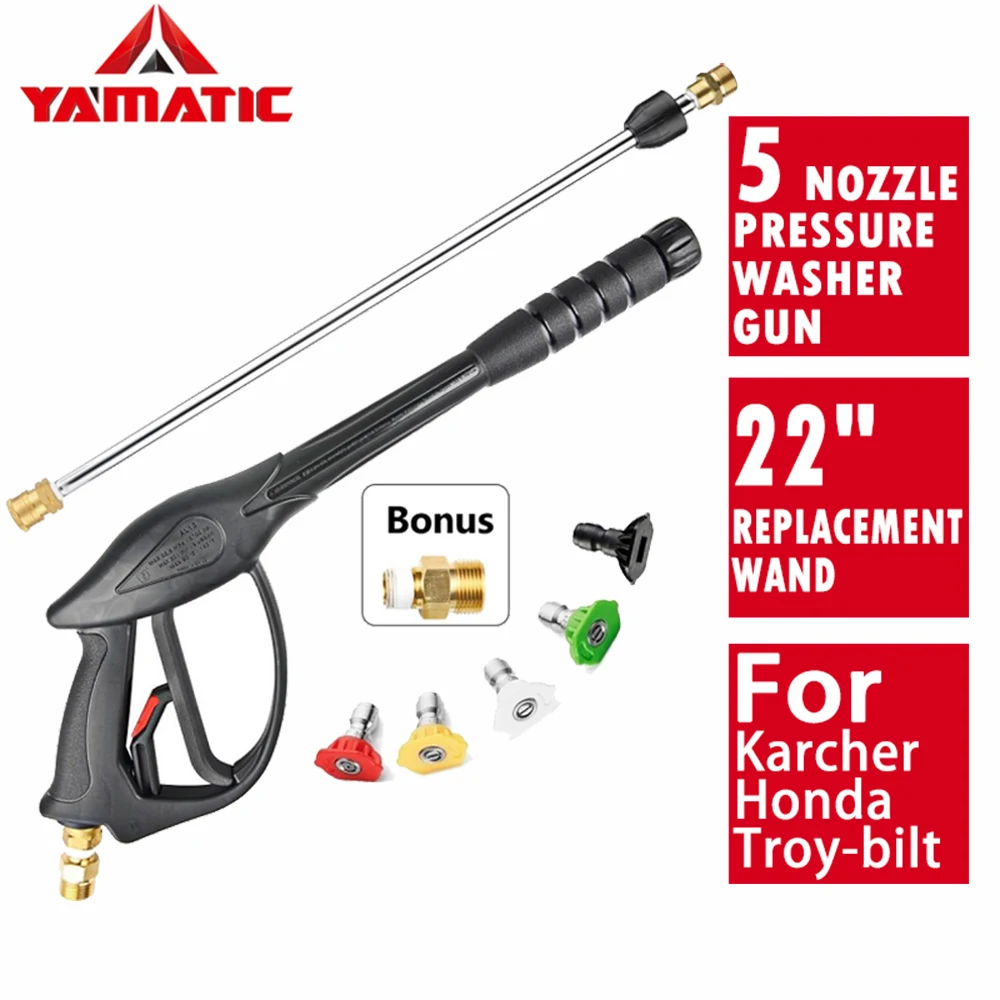 YAMATIC высокого давления мощный Омыватель воды распылитель с 2" сменная палочка 5 наконечники распылителя для Karcher Honda Troy-bilt