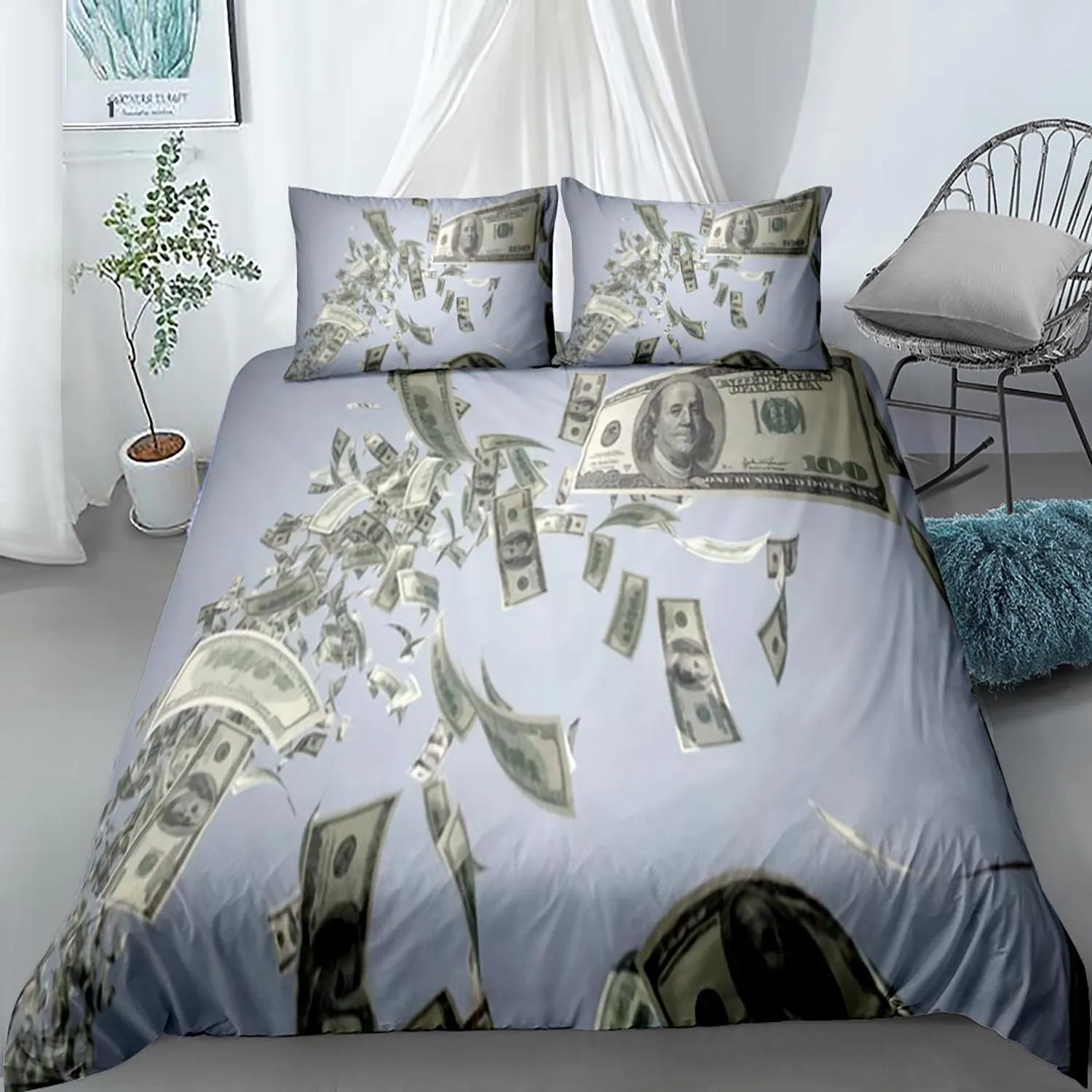 

Funny Design Money Dollar Bedding Set Single Twin Full Queen King Size Money Bed Set Children's Kid Bedroom Duvetcover Sets 006