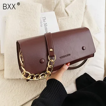 

[BXX] PU Leather Crossbody Bags For Women 2020 Winter Chain Trending Shoulder Bag Ladies Luxury Small Handbags and Purses HP251