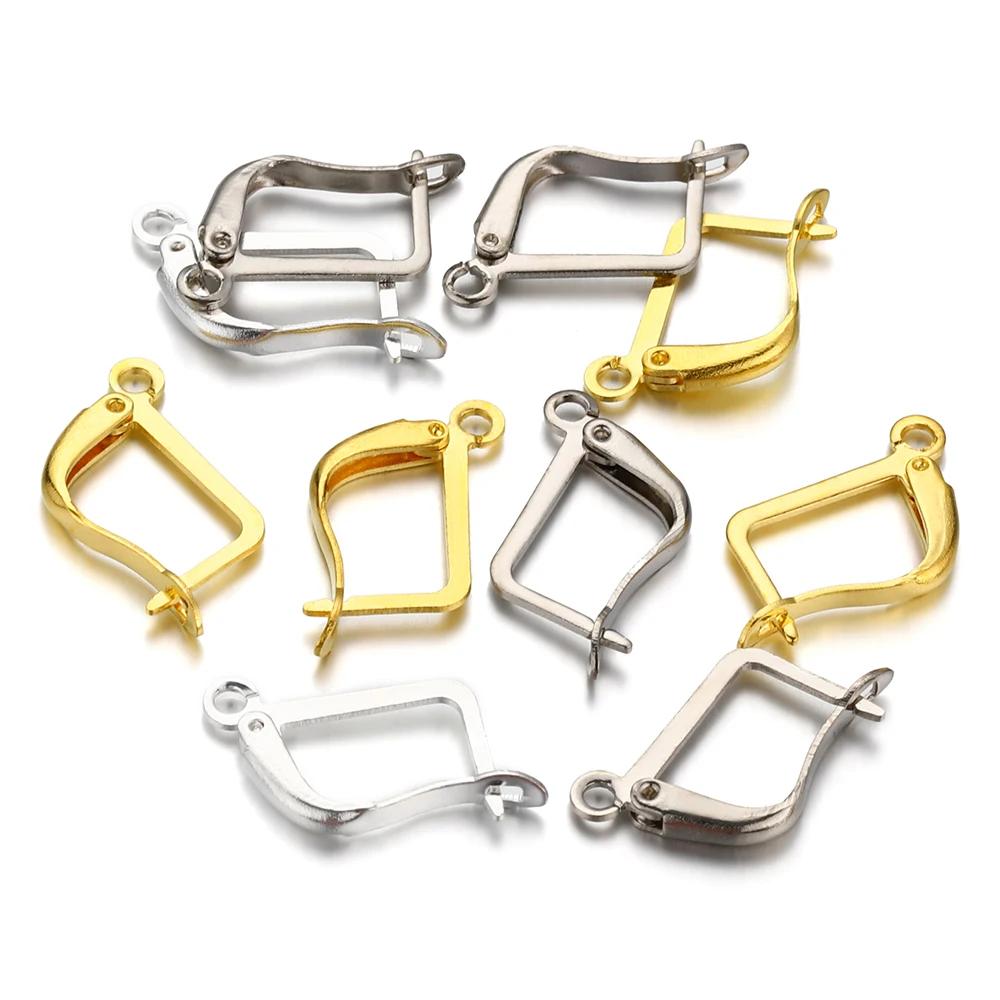 

50pcs/lot French Lever Earring Hooks Back Open Loop Earring Clips Clasp Setting for DIY Jewelry Making Supplies Accessories