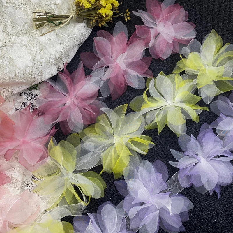 3D Chiffon Lace Flowers Sewing Decoration
