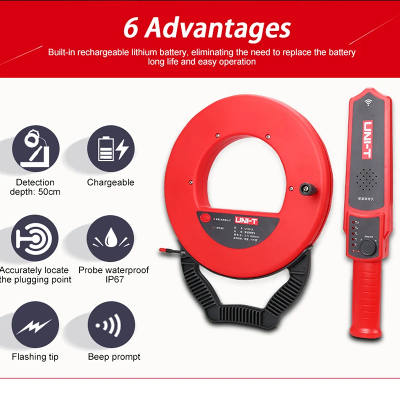 UNI-T UT661A UT661B Blockage Detector PVC Iron Pipe Finder Wall Scanner Waterproof Electrical Instruments IP67 3